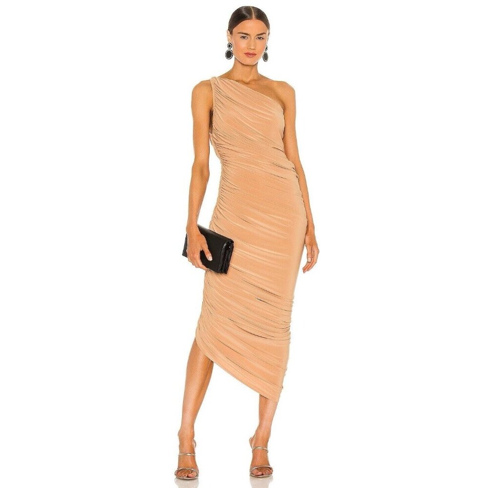 Norma Kamali Tan One-Shoulder Dress